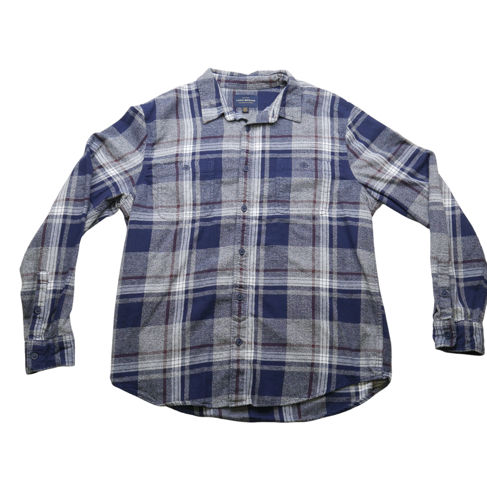 Lucky Brand Shirt Mens Large Plaid Flannel Button Down Long Sleeve Casual